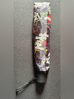 Ed Hardy Skull Tattoo Love Kills Slowly Auto Open Close Compact Umbrella NWT